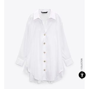 New Zara Long Blouse With Gold Buttons